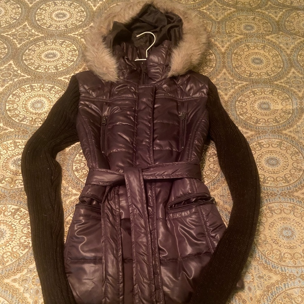 NWT“Say What” fur lined sweater jacket